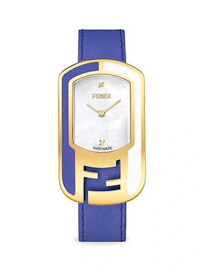 Fendi Chameleon Goldtone Stainless Steel & Mother-of-pearl Leather-strap Watch In Multi