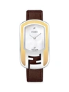 FENDI CHAMELEON GOLDTONE STAINLESS STEEL, MOTHER-OF-PEARL & DIAMOND LEATHER-STRAP WATCH,0400012601242