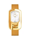 FENDI CHAMELEON GOLDTONE STAINLESS STEEL, MOTHER-OF-PEARL & DIAMOND LEATHER-STRAP WATCH,0400012601285