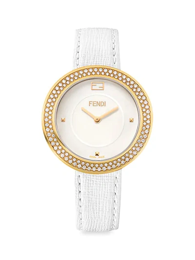 Fendi My Way Goldtone Stainless Steel & Diamond Leather-strap Watch
