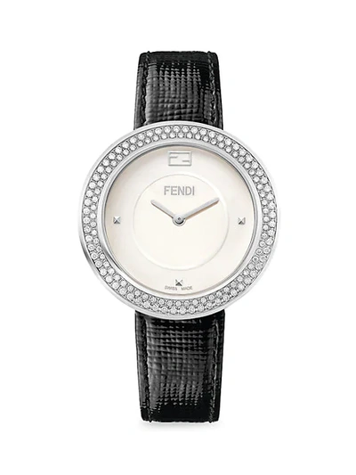 Fendi My Way Stainless Steel & Diamond Leather-strap Watch