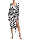 OSCAR DE LA RENTA Long Sleeve Zebra Wrap Dress,0400012490995