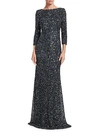 THEIA CRUNCHY SEQUIN BOATNECK GOWN,0400012510848