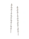 ADRIANA ORSINI RHODIUM-PLATED & CRYSTAL LEAF LINEAR EARRINGS,0400012569280