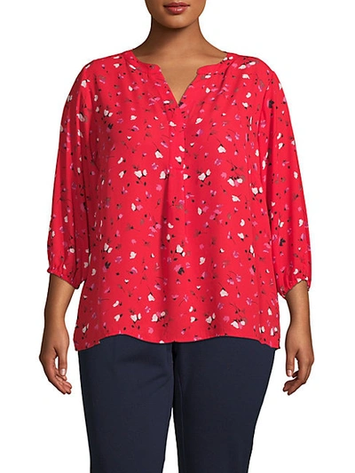 Philosophy Floral Three-quarter Tunic In Red