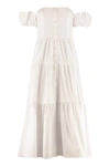 Staud Elio Off-the-shoulder Cotton-blend Midi Dress In White