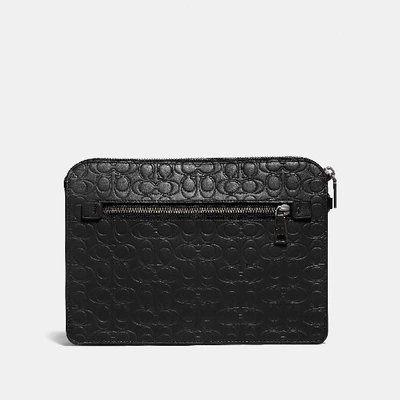 Coach Kennedy Pouch In Signature Leather In Color<lsn_delimiter>black