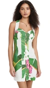 FARM RIO White Tropicalistic Linen Mini Dress