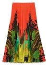 Valentino Mirrored Monkeys Forest Pleated Skirt In Multicolor