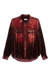 SAINT LAURENT OVERSIZE VELVET LONG SLEEVE SHIRT,605582Y555V