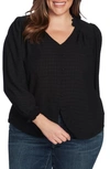 1.state Crinkle Dobby Tie Front Blouse In Rich Black