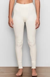Skims Ribbed High-rise Stretch-cotton Leggings In Bone
