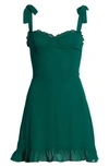 Reformation Christine Ruffle Detail Minidress In Emerald