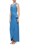 ALEX EVENINGS EMBELLISHED SIDE DRAPE COLUMN GOWN,134200