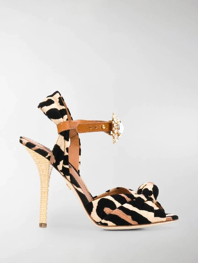 Dolce & Gabbana Jewelled Leopard Print Sandals In Neutrals