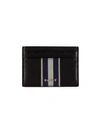Bally Men's Iconic Pebbled Leather Colorblock Cardholder In Black