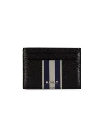 Bally Men's Iconic Pebbled Leather Colorblock Cardholder In Black