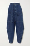 STELLA MCCARTNEY + NET SUSTAIN BELTED HIGH-RISE TAPERED JEANS