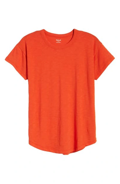 Madewell Whisper Cotton Ribbed Crewneck T-shirt In Flame