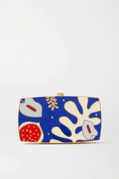 13bc Sea Inside Gold-tone And Enamel Clutch In Blue
