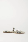 TKEES SARIT SNAKE-EFFECT LEATHER SANDALS