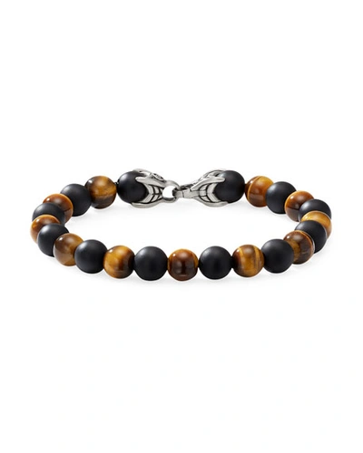 David Yurman Men's Spiritual Beads Alternating Bracelet With Tiger's Eye And Black Onyx In Multi Pattern