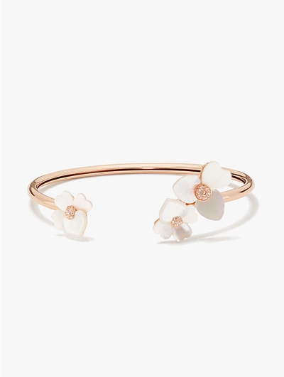 Kate Spade Precious Pansy Flex Cuff In Cream Multi/rose Gold