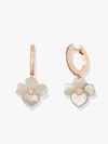 Kate Spade Precious Pansy Pavé Drop Mini Hoops In Cream Multi/rose Gold
