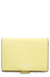 Ganni Bifold Textured Leather Wallet In Lemon