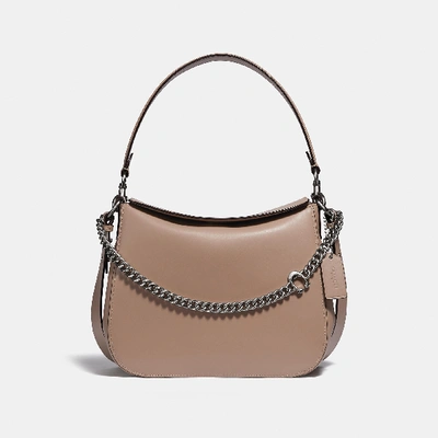 Coach Signature Chain Hobo In Lh/taupe