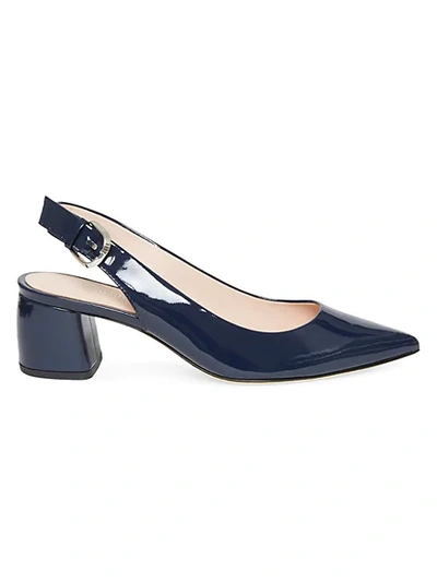 Kate Spade Mika Patent Leather Slingback Pumps In Navy