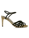 ALEXANDRE BIRMAN BERTHE METALLIC LIZARD-EMBOSSED & SUEDE SANDALS,0400012373515