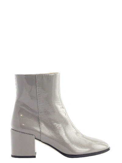 Fabiana Filippi Jewel Detail Patent Leather Booties In Grey