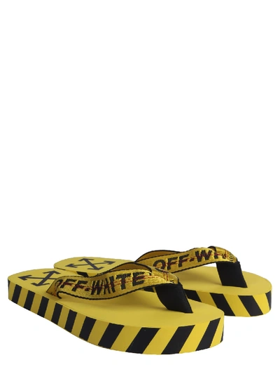 Off-white Industrial Logo Flip Flops In Yellow,black