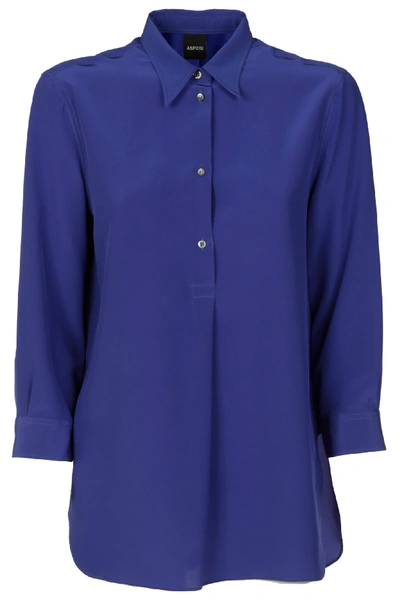 Aspesi Half-buttoned Shirt In Azzurro