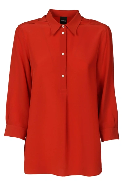 Aspesi Half-buttoned Shirt In Corallo