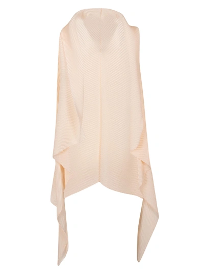 Emporio Armani Pleated Long Open Vest In Nude