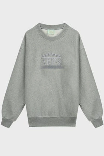 Aries Logo-embroidered Cotton Jumper In Grey