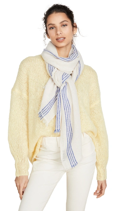 Isabel Marant Vadim Stripe Cashmere Scarf In Ecru