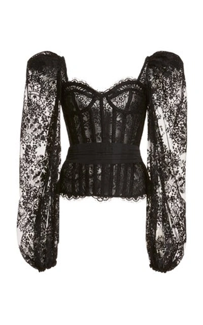 Zuhair Murad Vreeland Lace Bustier Top In Black