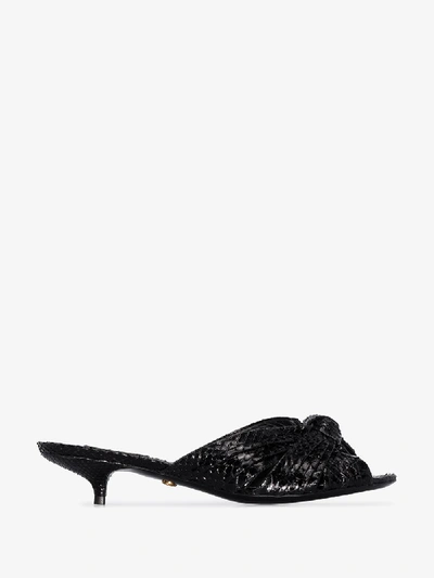 Dolce & Gabbana Black 30 Python Print Leather Mules