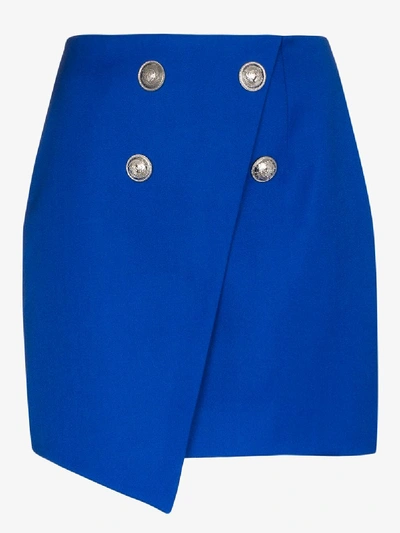 Balmain Wrap-style Mini Skirt In Blue