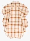Rejina Pyo Julia Oversized Checked Cotton And Linen-blend Shirt In Brown