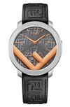 FENDI RUN AWAY LEATHER STRAP WATCH, 41MM,F712611011