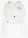 Off-white Cropped Tie-dyed Hoodie In Blue