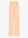 Low Classic Belted Paper Bag Trousers In Orange