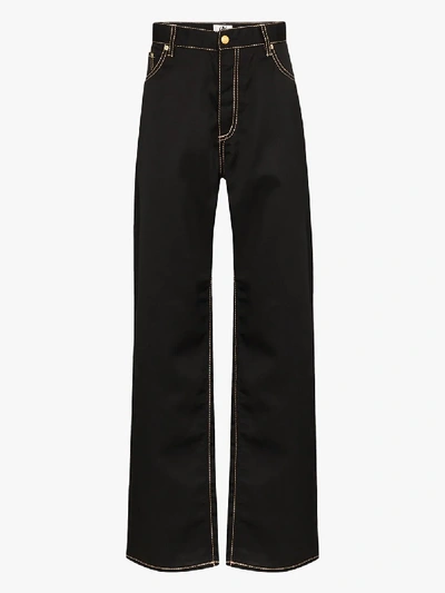 Eytys Benz Cali Patch Wide Leg Jeans In Black