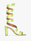 Y/PROJECT LIME GREEN 100 WRAP-AROUND LEATHER SANDALS,WSANDAL8S1814360991