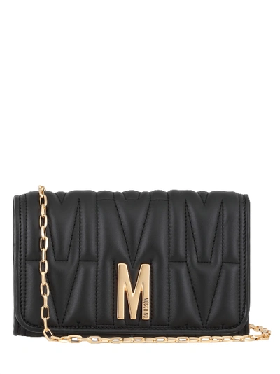 Moschino M Quilted Shoulder Bag In Fantasy Print Black
