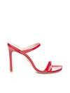 Stuart Weitzman Aleena 100 Patent Leather Mules In Ruby Red